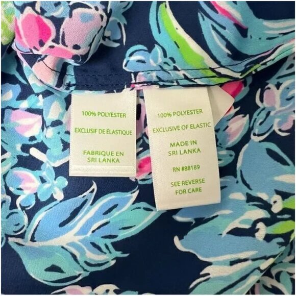 Lilly Pulitzer XL DAKOTA Top Amalfi High Tide Navy Pineapple Paradise - Picture 5 of 5